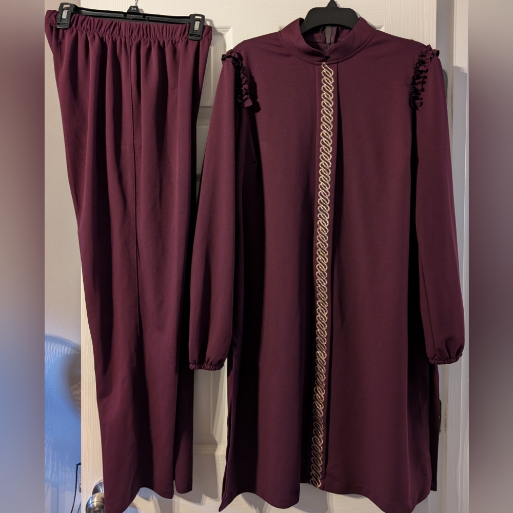 Ayse Melek Elegant Burgundy Two-Piece Set